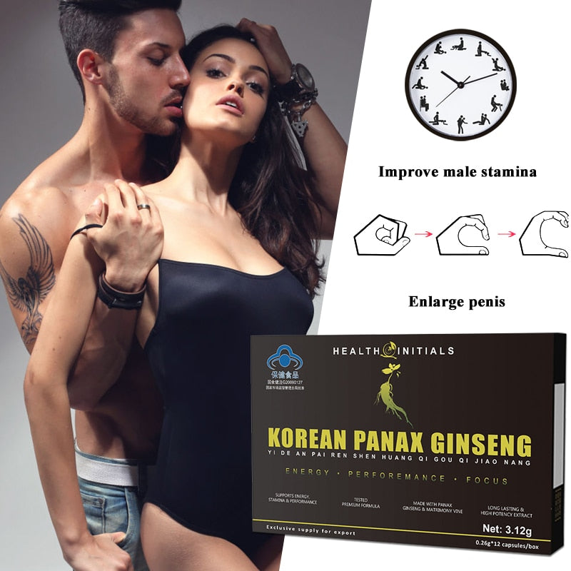 Natural Ginseng Extract Capsules Men's Strength and Mood Supplement Extended Size Male Care Extended Time