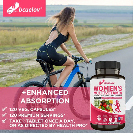 Women's Daily Multivitamin & Mineral - Best for Hair, Skin, Nails, Heart, Brain - Natural Energy, Supports Overall Health