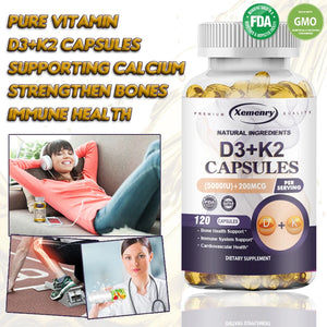 Vitamin D3 K2 - 120 Capsules, D3 K2 Multivitamin, Multi-Dietary Supplement for Adults in Pakistan