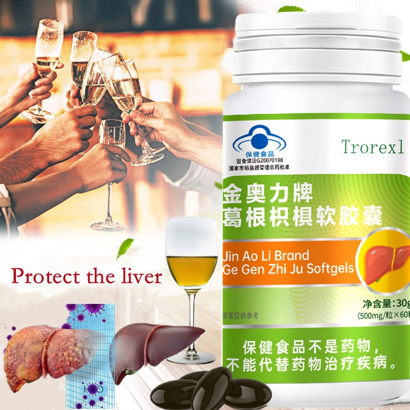 Liver Cleanse Detox & Repair Capsules for Fatty Liver, Alcohol Damage, Hangover Herbal Pueraria Extract Supplement 60 Vegecaps
