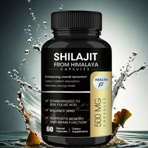 HEALTH Organic Shilajit Capsules with Ginseng & 50% Fulvic Acid & Trace Minerals Supplement Support Brain and Focus, Energy in Pakistan