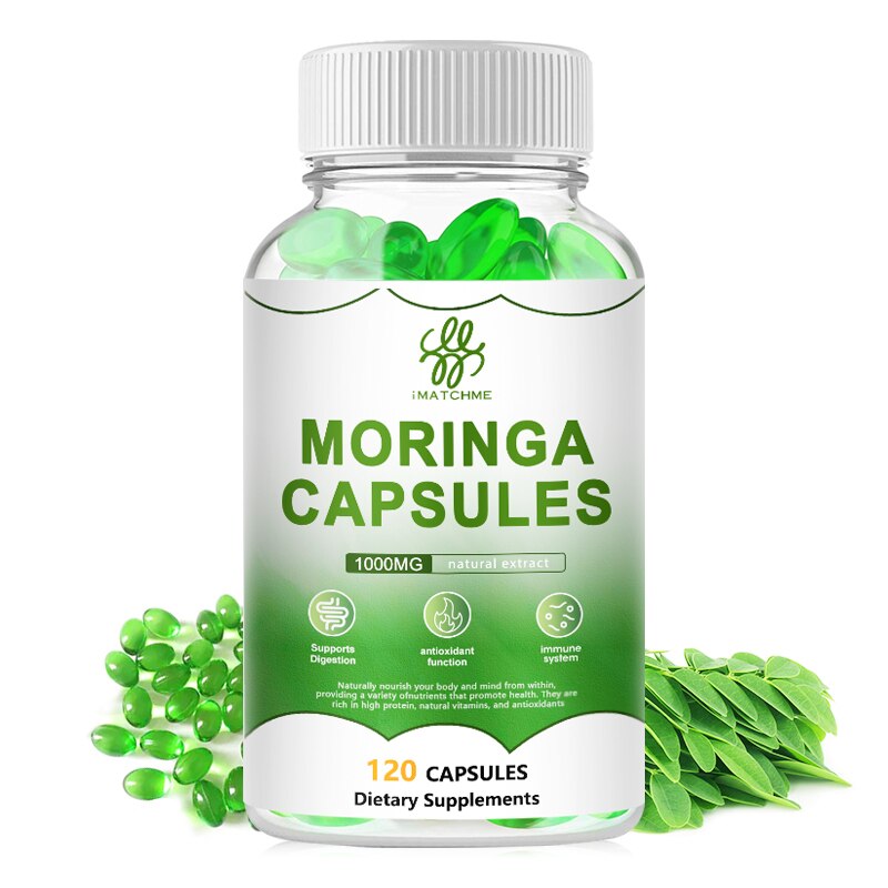 Natural Moringa oil Capsules Vitamin & Amino acid supplement High blood pressure Enhance immunity and promote insulin secretion