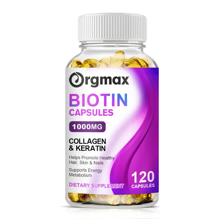 Orgmax Biotin Collagen Capsules Diet Supplement with Keratin Support Nails Skin Hair Health Growth for Women&Men Multivitamin