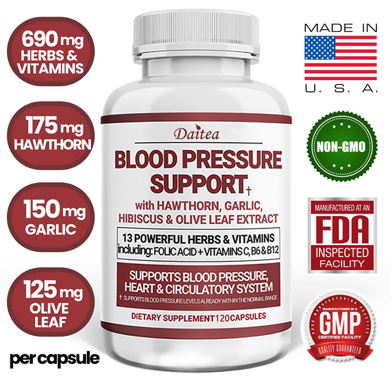 Blood Pressure Support Supplement - Supports Healthy Heart, Cholesterol, Heart, High Blood Pressure & Antioxidants
