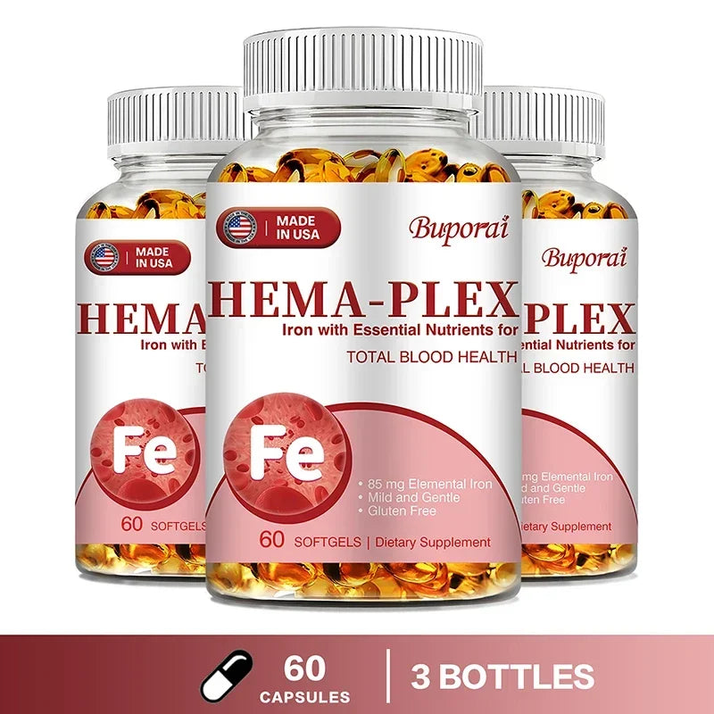 Hema-Plex Iron - with 85 Mg Chelated Iron + Vitamin C & Bioflavonoids - Promotes Red Blood Cell Health, Immune Support