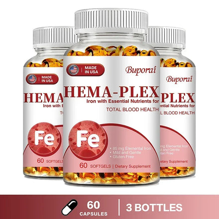 Hema-Plex Iron - with 85 Mg Chelated Iron + Vitamin C & Bioflavonoids - Promotes Red Blood Cell Health, Immune Support