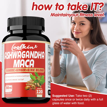 Ashwagandha and Maca Capsules - Improves Muscle, Endurance, Strength and Male Performance, Relieves Stress