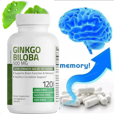 Ginkgo Biloba Extra Capsules Supports Brain Function & Memory Support, Nootropic Brain Supplement Blood Circulation