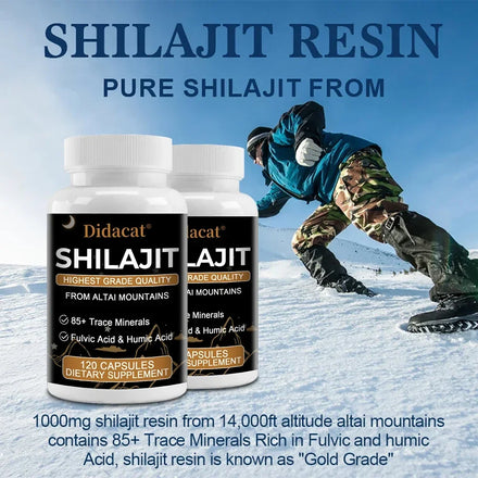 Shilajit Pure Himalayan Organic Shilajit Resin with 85+ Trace Minerals and Fulvic Acid, Humic Acid for Men and Women, Non-GMO