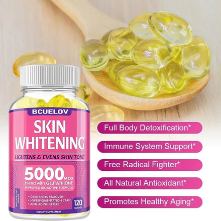 Skin Whitening Supplement - Glutathione Capsules - Detox, Immunity, Anti-Aging Antioxidants - Women's Skin Health, Non-GMO