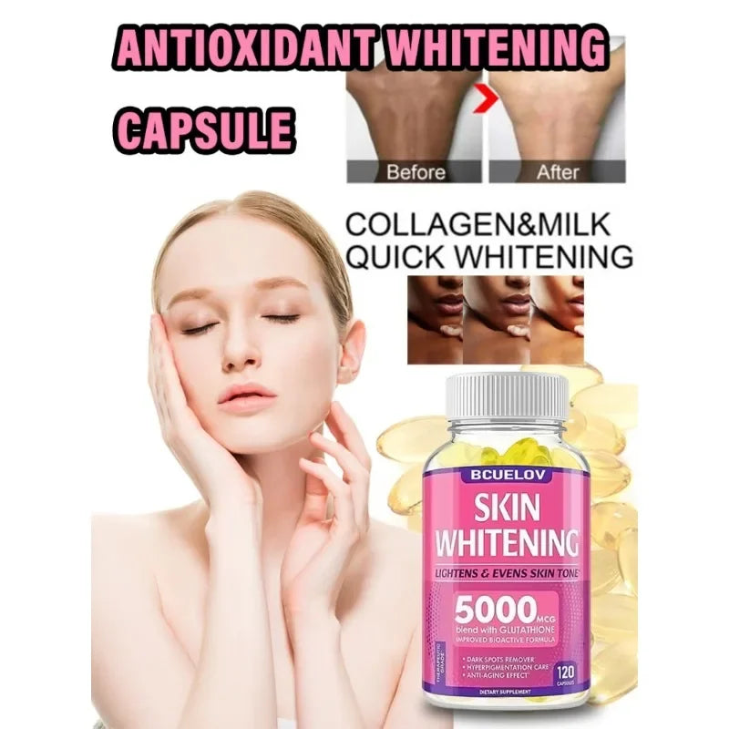Skin Whitening Supplement - Glutathione Capsules - Detox, Immunity, Anti-Aging Antioxidants - Women's Skin Health, Non-GMO