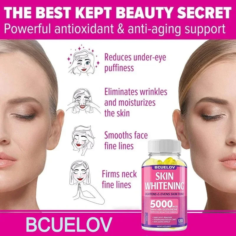 Skin Whitening Supplement - Glutathione Capsules - Detox, Immunity, Anti-Aging Antioxidants - Women's Skin Health, Non-GMO