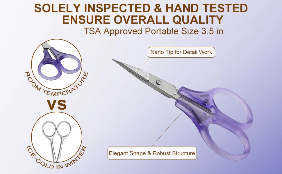 Small Craft Scissors, 3" Tiny Travel Scissors with Cap, Sharp Scissors Straight Fine Tips Mini Sewing Scissor for