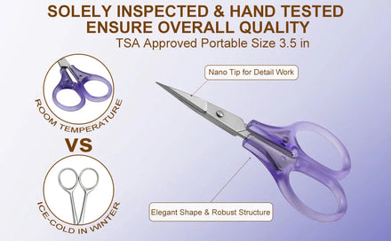 Small Craft Scissors, 3" Tiny Travel Scissors with Cap, Sharp Scissors Straight Fine Tips Mini Sewing Scissor for