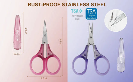 Small Craft Scissors, 3" Tiny Travel Scissors with Cap, Sharp Scissors Straight Fine Tips Mini Sewing Scissor for