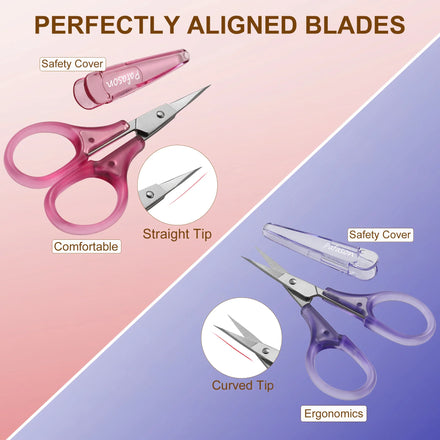 Small Craft Scissors, 3" Tiny Travel Scissors with Cap, Sharp Scissors Straight Fine Tips Mini Sewing Scissor for