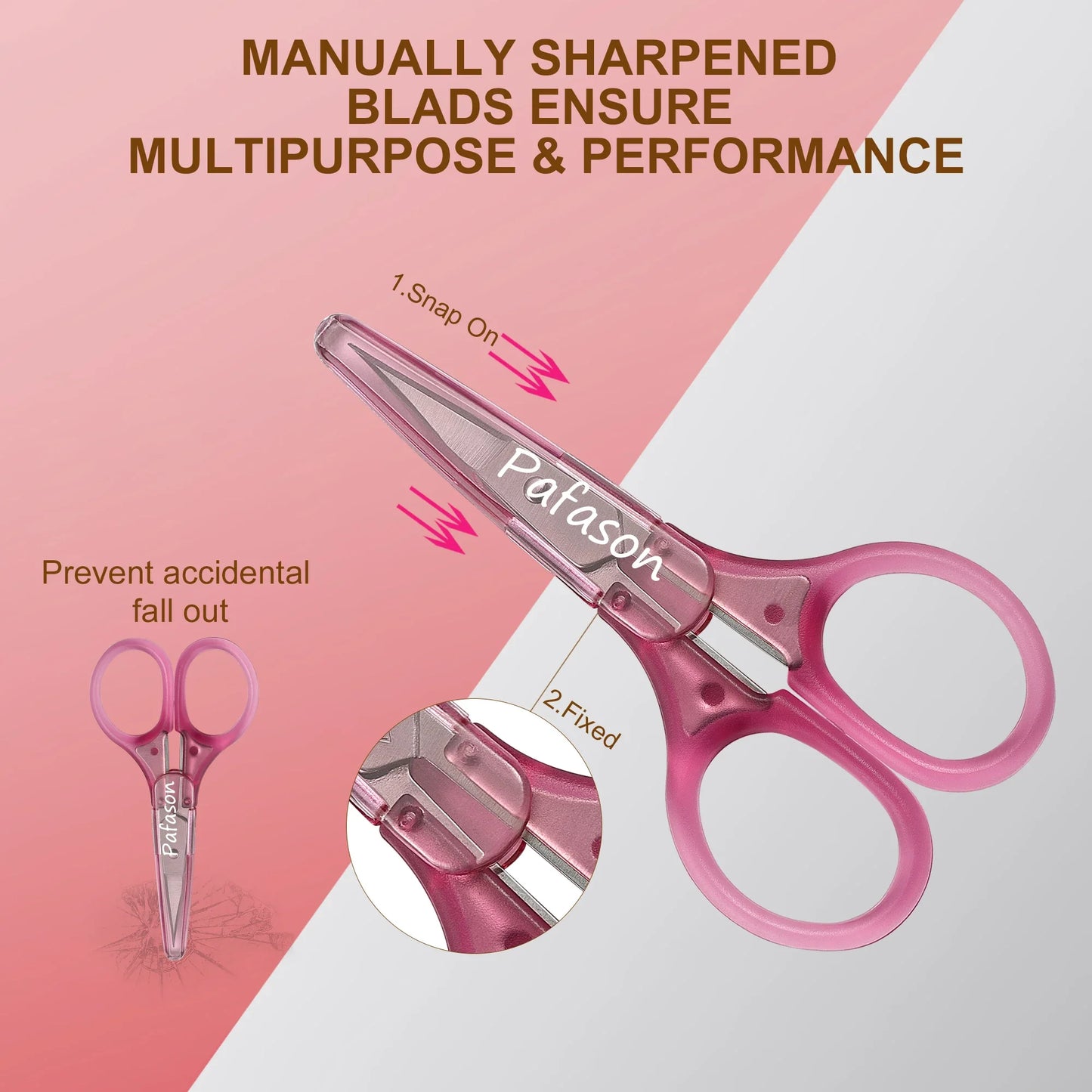 Small Craft Scissors, 3" Tiny Travel Scissors with Cap, Sharp Scissors Straight Fine Tips Mini Sewing Scissor for