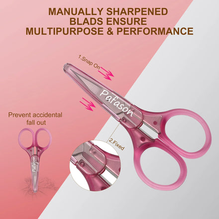 Small Craft Scissors, 3" Tiny Travel Scissors with Cap, Sharp Scissors Straight Fine Tips Mini Sewing Scissor for