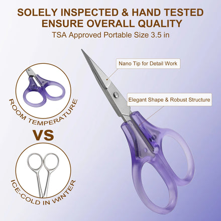 Small Craft Scissors, 3" Tiny Travel Scissors with Cap, Sharp Scissors Straight Fine Tips Mini Sewing Scissor for