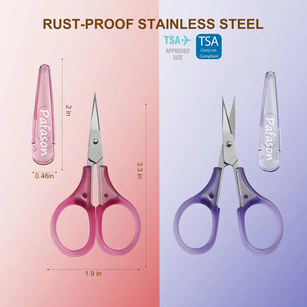 Small Craft Scissors, 3" Tiny Travel Scissors with Cap, Sharp Scissors Straight Fine Tips Mini Sewing Scissor for