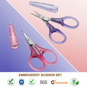 Small Craft Scissors, 3" Tiny Travel Scissors with Cap, Sharp Scissors Straight Fine Tips Mini Sewing Scissor for