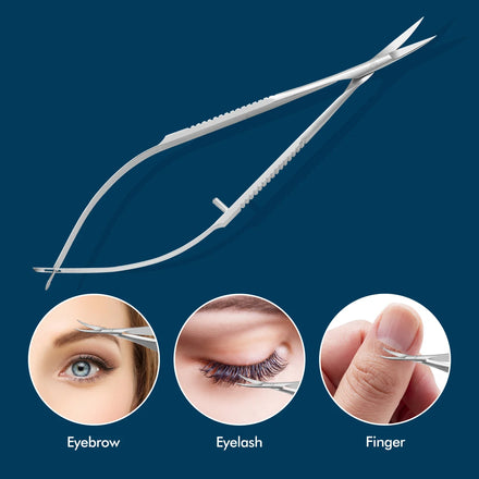 Straight Cuticle Scissor Spring Action Scissor Thread Stainless Steel Cutting Scissor Eyebrow Trimming Microscissor 12cm