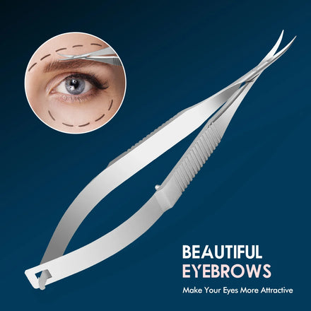 Straight Cuticle Scissor Spring Action Scissor Thread Stainless Steel Cutting Scissor Eyebrow Trimming Microscissor 12cm