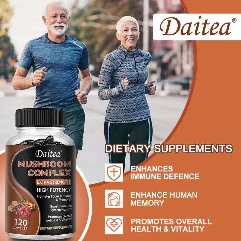 Strength Brazil Mushroom Capsules -Lions Mane Cordyceps Reishi - Brain Supplement for Memory and Focus Relief Stress Better Mood