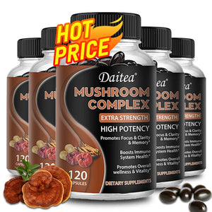 Strength Brazil Mushroom Capsules -Lions Mane Cordyceps Reishi - Brain Supplement for Memory and Focus Relief Stress Better Mood