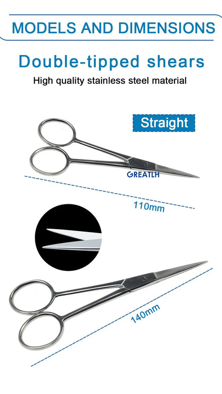 Surgical Scissors Stainless Steel Double Tipped Scissors Dissecting Scissors Straight Curved Head Surgical Tool