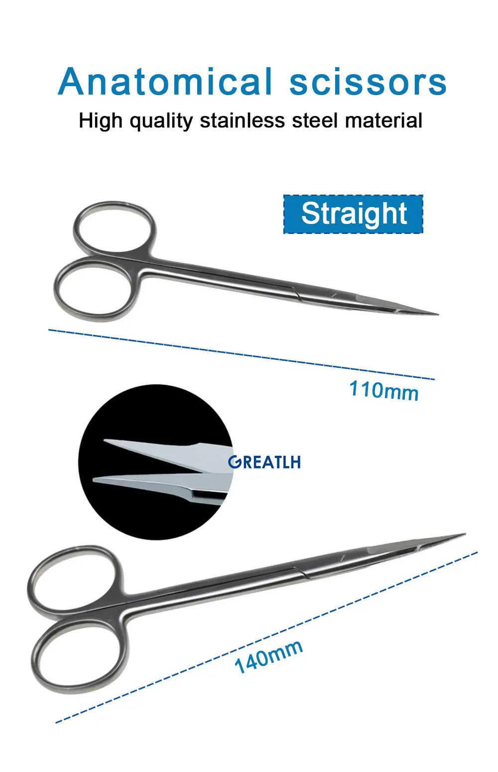 Surgical Scissors Stainless Steel Double Tipped Scissors Dissecting Scissors Straight Curved Head Surgical Tool