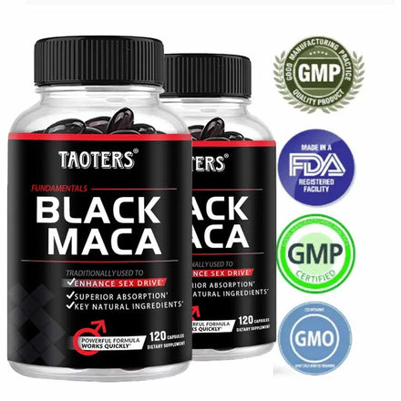 Taoters Black Maca Root Extract - for exercise endurance, energy supplement - building muscle, non-GMO