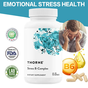 Thorne Stress B Complex - Highly Absorbed, Active Vitamins B2, B6, B12 and Folic Acid