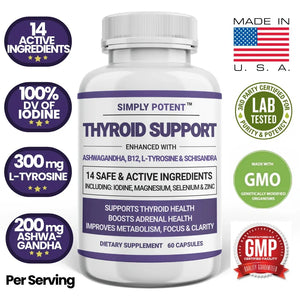 Thyroid Support and Adrenal Support Supplements for Energy, Metabolism, Weight Loss, Cortisol Balance, Stress and Fatigue Relief