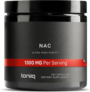 Toniiq 1300mg NAC - 4 Month Supply - Min. 98%+ Tested Purity - Ultra High Strength Bioavailable NAC Cysteine Supplement - 240 Vegetarian N Acetyl Cysteine Capsules -Lab Tested TQ in Pakistan
