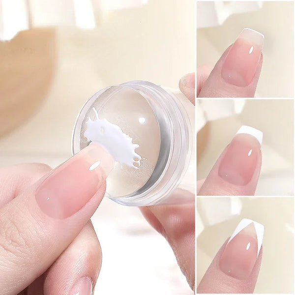 Transparent Nail Stamper With Scraper 2pcs Jelly Silicone Stamp For French Nails Manicuring Kits Nail Art Stamping Tool Set in Pakistan