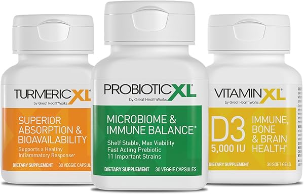TrioXL - 3 Powerful Supplements That Promote a Strong Immune System, Includes TumericXL, VitaminXL D3 & ProbioticXL, Gluten-Free Immune Booster, 3-30 Count in Pakistan in Pakistan