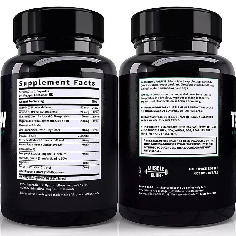 Triple Action Testosterone Booster for Men - Enhance Muscle Growth, Metabolism & Mental State