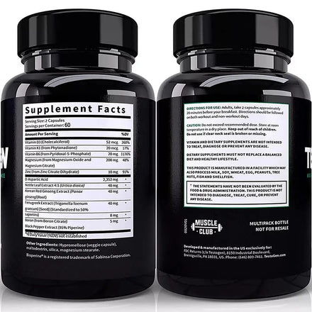 Triple Action Testosterone Booster for Men - Enhance Muscle Growth, Metabolism & Mental State