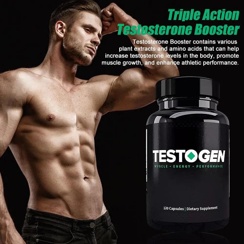 Triple Action Testosterone Booster for Men - Enhance Muscle Growth, Metabolism & Mental State