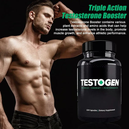 Triple Action Testosterone Booster for Men - Enhance Muscle Growth, Metabolism & Mental State