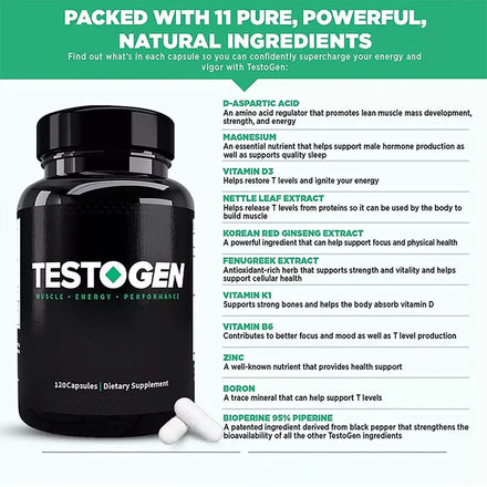 Triple Action Testosterone Booster for Men - Enhance Muscle Growth, Metabolism & Mental State