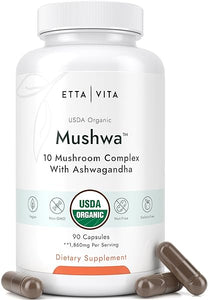 USDA Organic Lions Mane Supplement Capsules with Ashwagandha, Chaga, Reishi, Cordyceps, Turkey Tail (18,600mg/serv) 10x Adaptogenic Mushroom Complex as Focus Supplement - Energy, Immunity & Nootropic in Pakistan