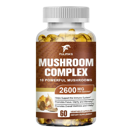 Ultimate Mushroom Complex - Lions Mane,  - Immune Support & Nootropic Brain Supplements for Immunity, Energy, Memory & Focus