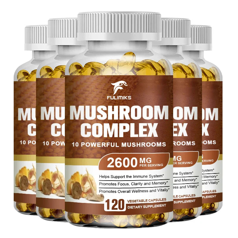 Ultimate Mushroom Complex - Lions Mane,  - Immune Support & Nootropic Brain Supplements for Immunity, Energy, Memory & Focus