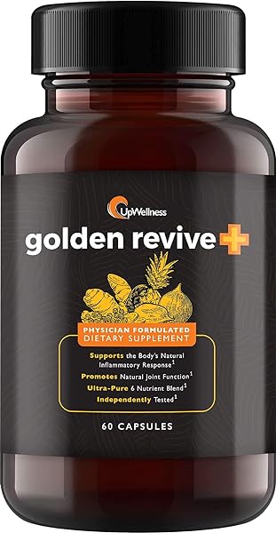 UpWellness Golden Revive + Joint Support with Quercetin, Magnesium, and Turmeric - 60 Capsules - 6 Active Ingredients for Joint and Muscle Care - Physician Formulated in Pakistan in Pakistan