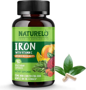 Vegan Iron Supplement with Vitamin C and Organic Whole Foods - Gentle Pills for Women & Men w/Iron Deficiency Including Pregnancy, Anemia Diets 90 Mini Capsules in Pakistan