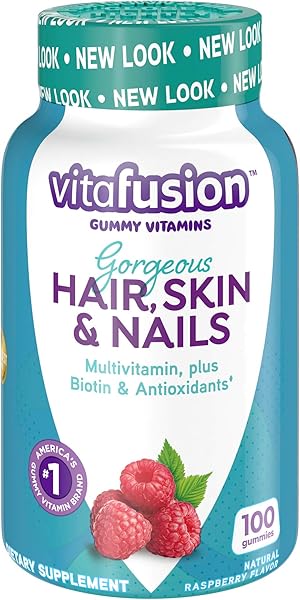 Vitafusion Gorgeous Hair, Skin Nails Multivitamin Gummy Vitamins, plus Biotin and Antioxidant vitamins CE, Raspberry Flavor, 100ct (33 day supply), from America’s Number One Gummy Vitamin Brand in Pakistan