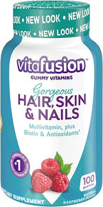 Vitafusion Gorgeous Hair, Skin Nails Multivitamin Gummy Vitamins, plus Biotin and Antioxidant vitamins CE, Raspberry Flavor, 100ct (33 day supply), from America’s Number One Gummy Vitamin Brand in Pakistan