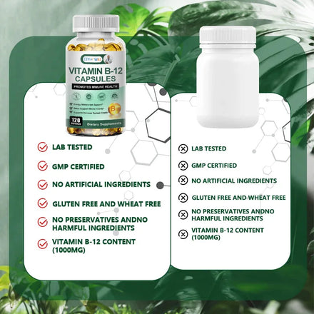 Vitamin B12 1000mcg, Supports Energy Metabolism and Nervous System, Blood Cell Function, Healthy Sleep Vitamin Supplement